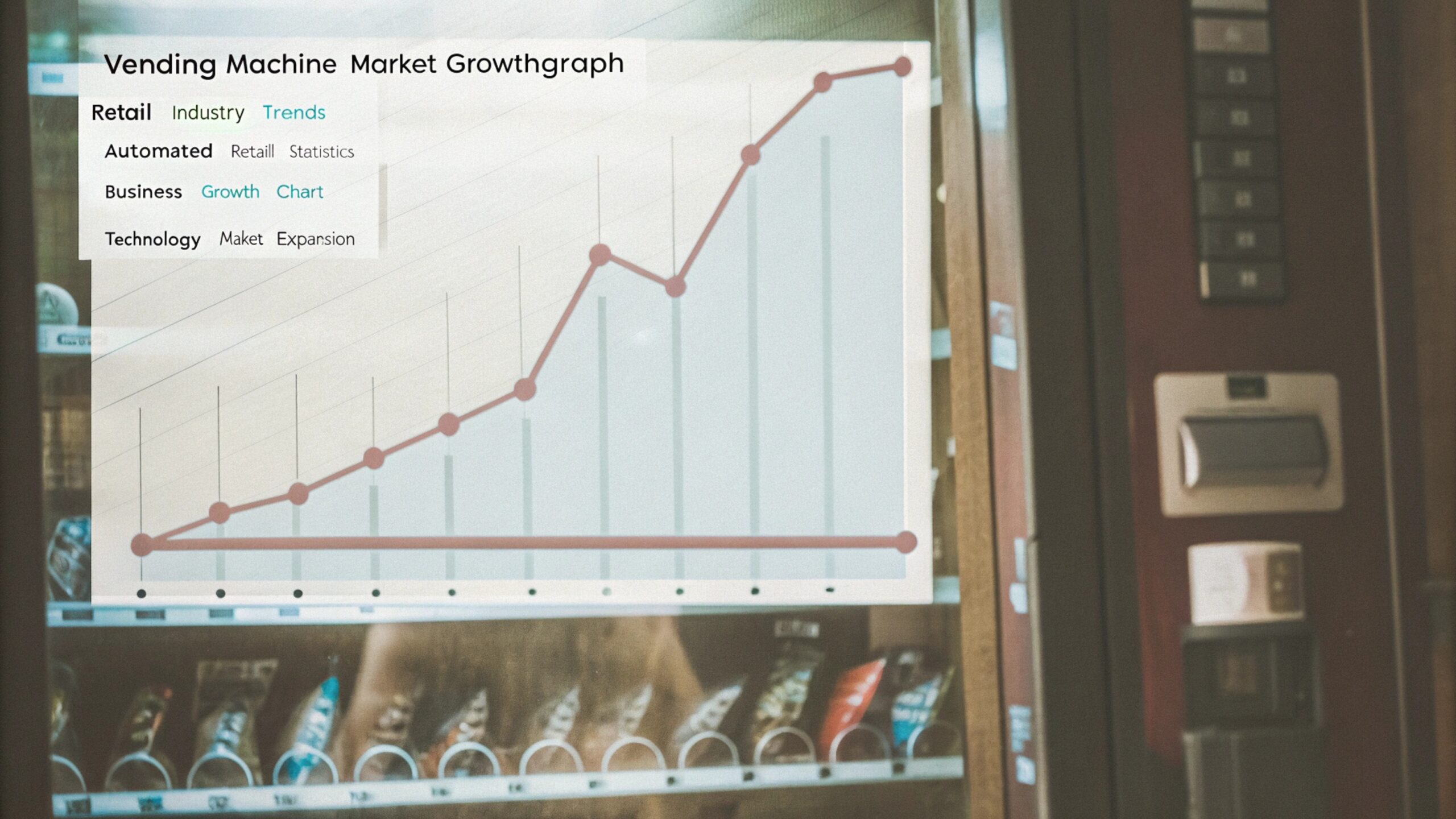 A graph showing upward trend in vending machine market