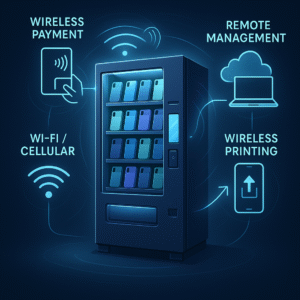 Do phone case vending machines use wireless technology?