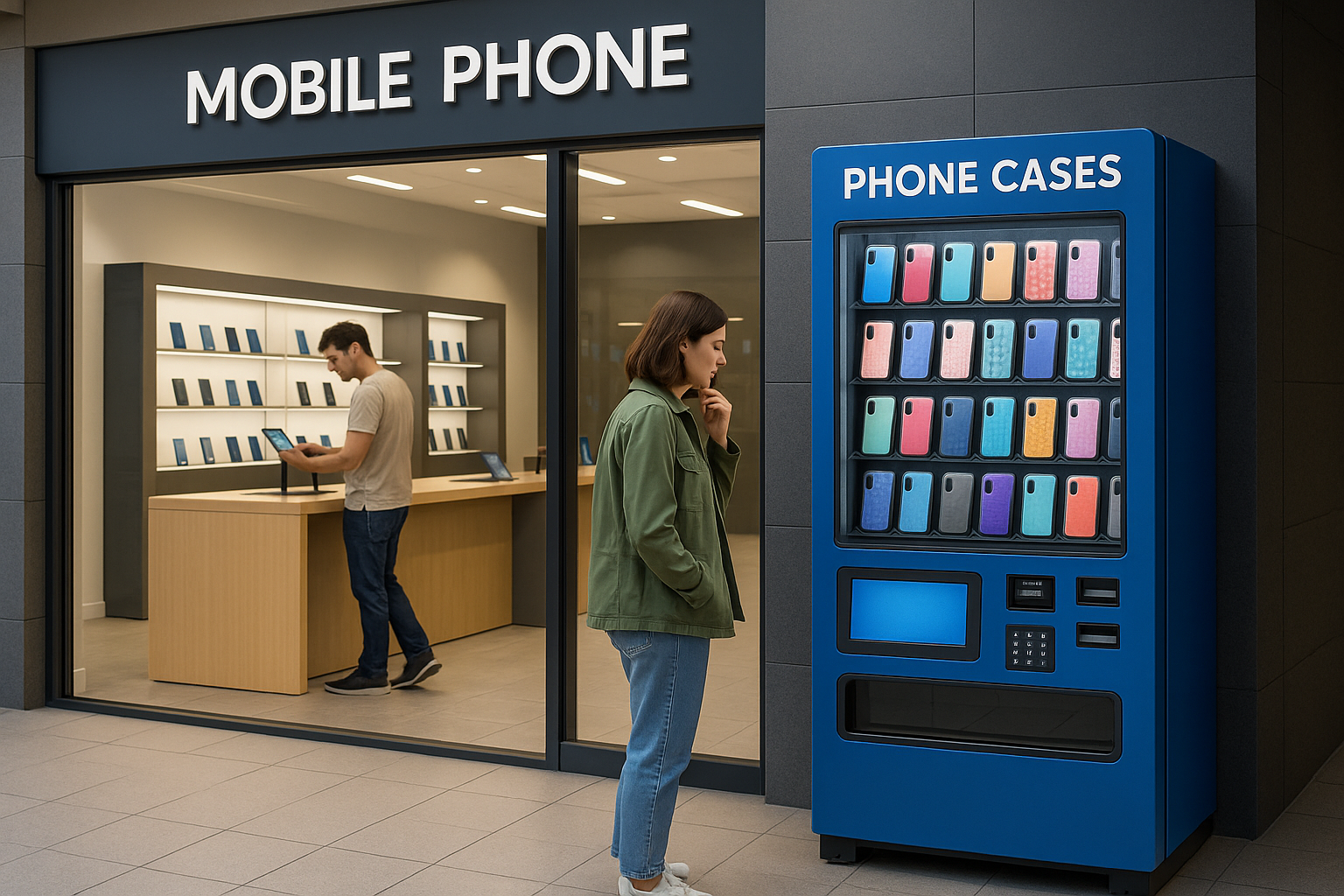 phone case vending near mobile shops