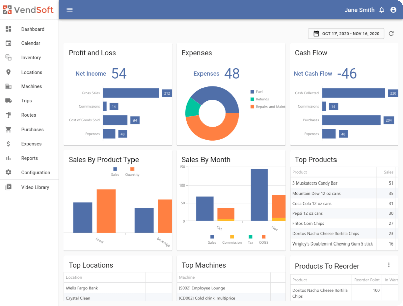 remote vending management dashboard