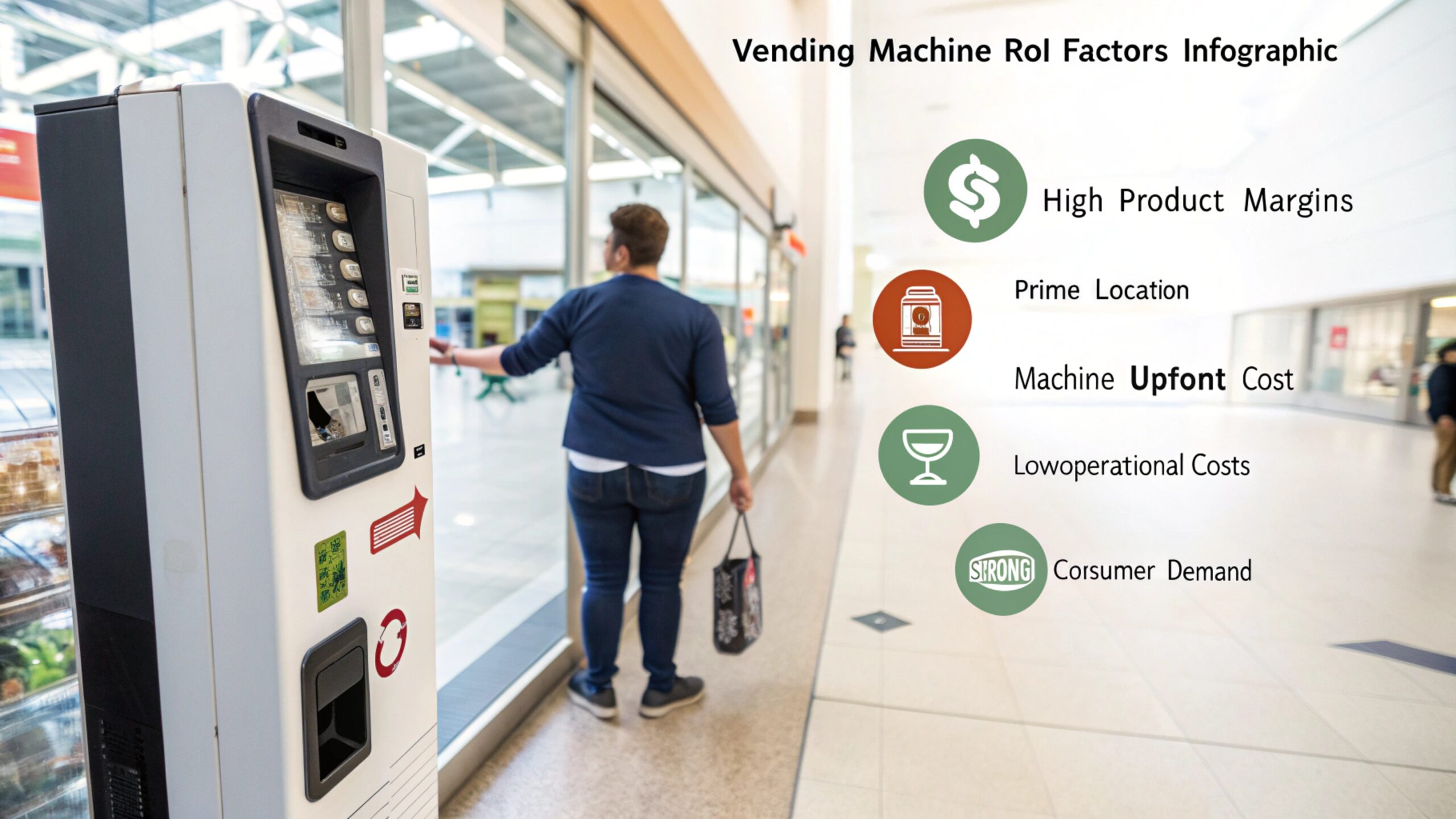 Factors affecting vending machine ROI infographic